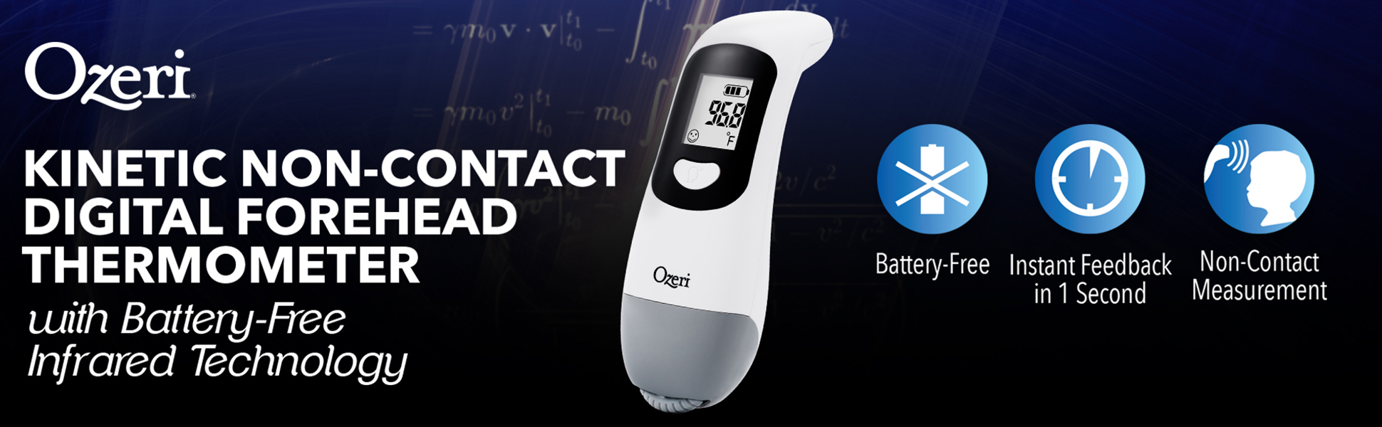 Ozeri Kinetic Non-contact Forehead Thermometer with Battery-Free Infrared Technology