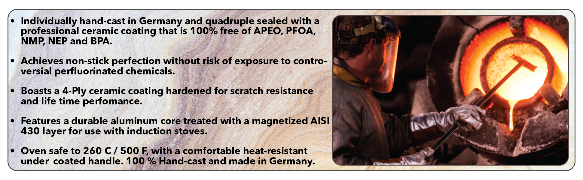 Ozeri Professional Series Ceramic Pan, Hand Cast and Made in Germany