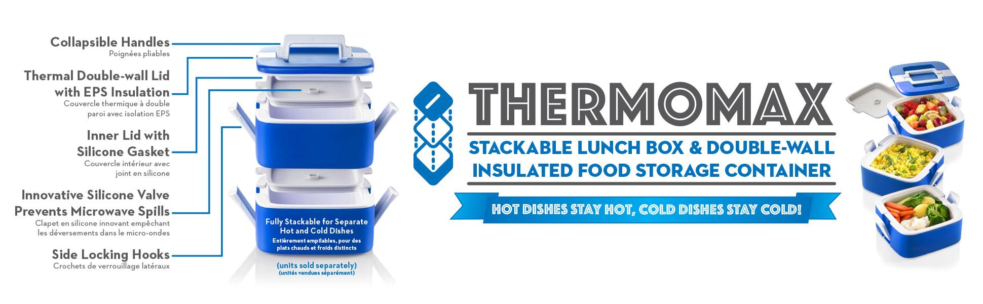 Ozeri FS3-R Thermomax Stackable Lunch Box and Double-wall Insulated Food Storage Container, Red