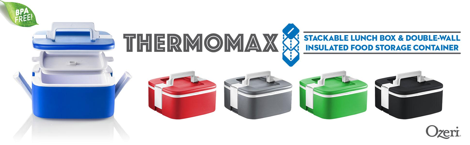 Ozeri FS3-BK ThermoMax Stackable Lunch Box Food Storage Container Black 