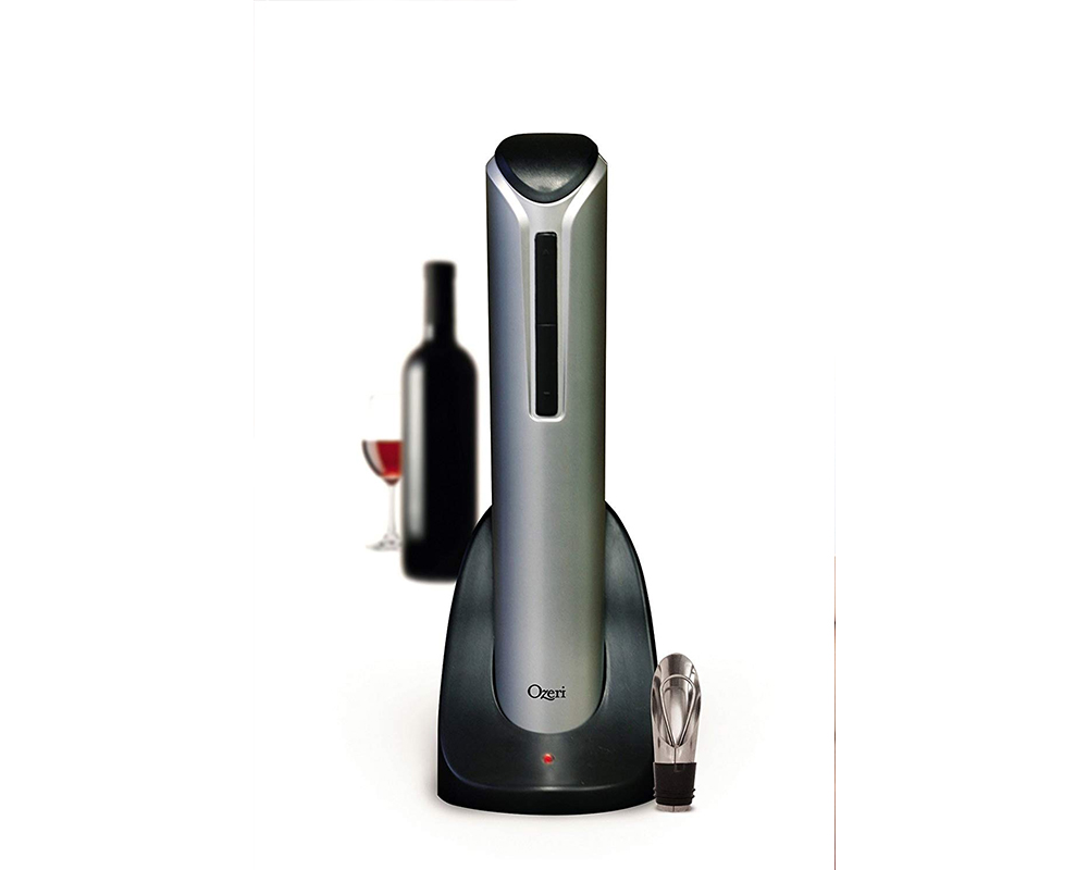 Ozeri Pro Electric Wine Opener with Wine Pourer, Stopper