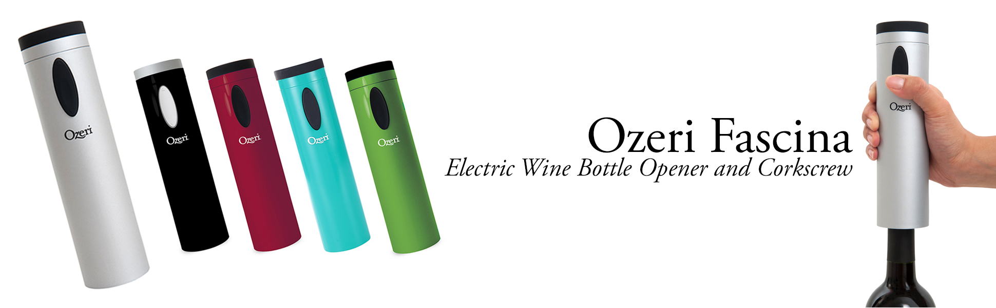Black Ozeri OW08A-B Fascina Electric Wine Bottle Opener and Corkscrew 