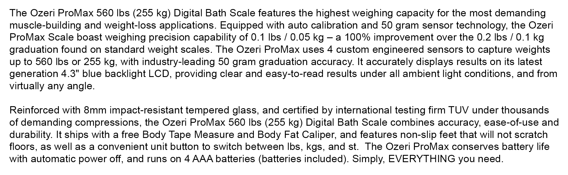  Asligtco Bathroom Scale 560lbs High Capacity Scale for Body  Weight Extra Large Platform Backlit Display Digital Scales with Tape  Measure & Battery(Silver) : Health & Household