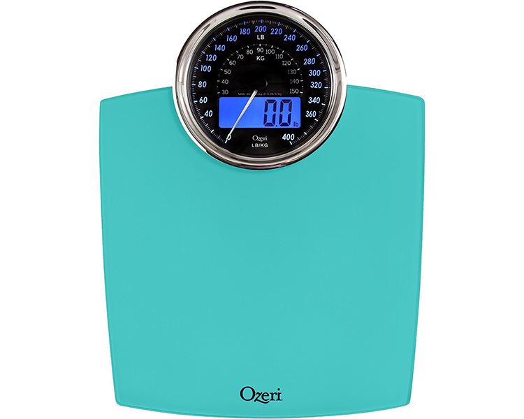 Ozeri Rev Digital Bathroom Scale w/ Electro-Mechanical Backlit Weight Dial Black 
