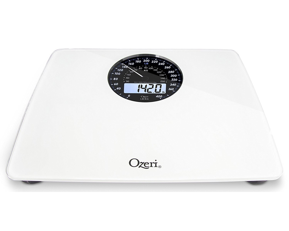 Ozeri Rev Digital Bathroom Scale with ElectroMechanical Weight Dial and 50 gram