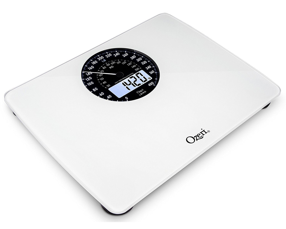 Ozeri Rev Digital Bathroom Scale with ElectroMechanical Weight Dial and 50 gram