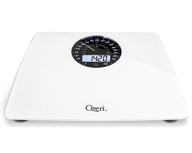Ozeri Rev Digital Bathroom Scale with Electro-Mechanical Weight Dial Black 