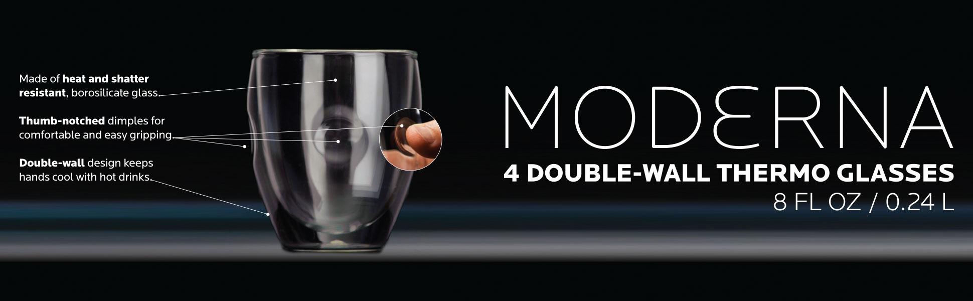 Ozeri Moderna Artisan Series Double Wall 8 oz. Beverage Glasses (Set of 8)  DW080A-8 - The Home Depot
