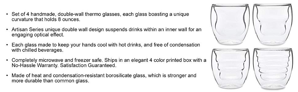 Ozeri Moderna Artisan Series Double Wall 8 oz. Beverage Glasses (Set of 8)  DW080A-8 - The Home Depot