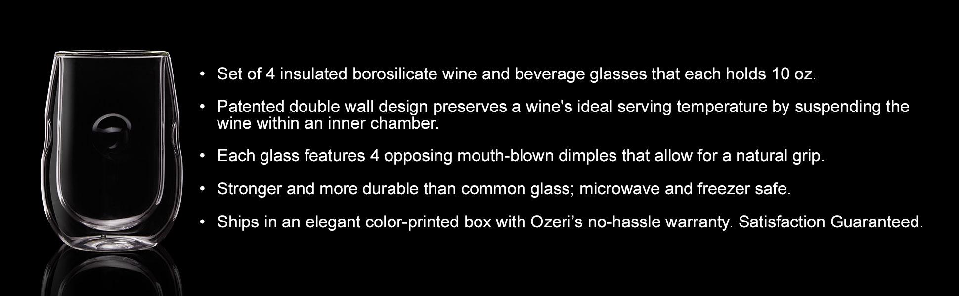 Ozeri Moderna Artisan Series Double Wall Insulated Wine and