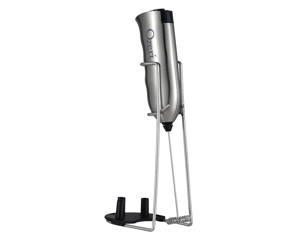 Ozeri Deluxe Milk Frother and Whisk in Stainless Steel with