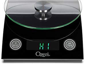 Renewed Ozeri The Epicurean LED Kitchen Scale with Removable Glass Weighing Platform 18-Pound Black 