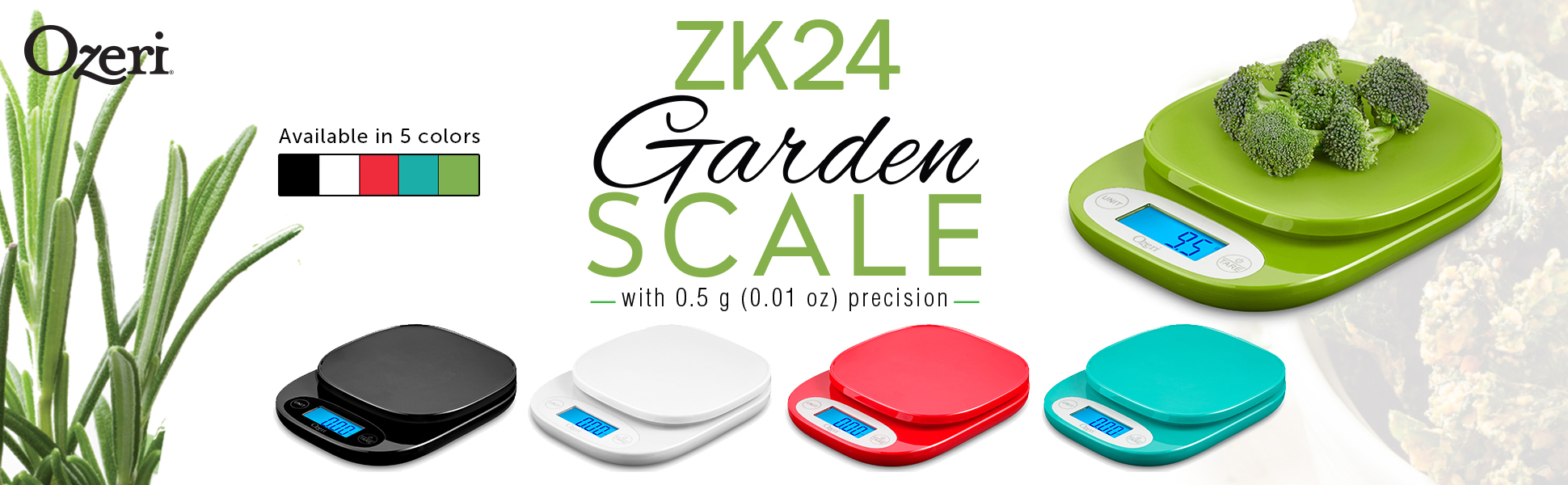 Ozeri ZK24 Garden and Kitchen Scale, with 0.5 g (0.01 oz) Precision Weighing Technology, in Black