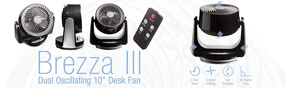 Ozeri Brezza III Dual Oscillating 10 High Velocity Desk Fan & Reviews